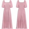 image:imageRVivimos Womens Summer Square Neck Smocked Slit Maxi DressPink