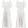 image:imageRVivimos Womens Summer Square Neck Smocked Slit Maxi DressWhite