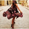 image:imageRVivimos Womens Vintage Floral Print High Low Long DressesBlack