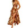 image:imageRVivimos Summer Maxi Halter Dresses for Women 2026 V Neck Smocked Boho Floral Print Flowy Slit Vacation Beach Long SundressWine Red
