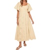image:imageRVivimos Womens Cotton Eyelet Embroidery ALine Midi DressApricot