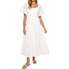 image:imageRVivimos Womens Cotton Eyelet Embroidery ALine Midi DressWhite