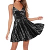 image:imageRVivimos Womens Crushed Velvet Swing Skater Mini DressBlack