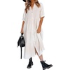 image:imageRVivimos Womens Summer Cotton Button Down Midi Dress with PocketsWhite