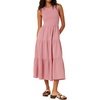 image:imageRVivimos Womens Summer Cotton Smocked Flowy Tank Midi Dress with PocketsPink