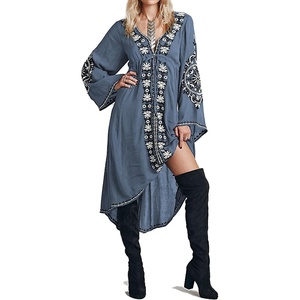 image:imageRVivimos Womens Floral Embroidered High Low Long DressesDusty Blue