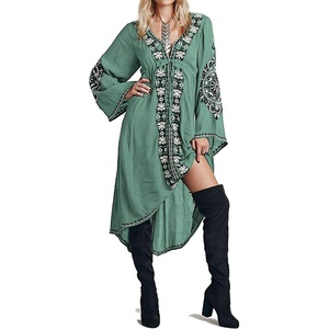 image:imageRVivimos Womens Floral Embroidered High Low Long DressesGreen