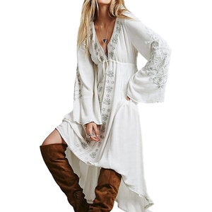 image:imageRVivimos Womens Floral Embroidered High Low Long DressesWhite