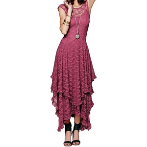 image:imageRVivimos Womens Lace Long Dress with Slip Two PiecesHot Pink