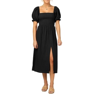 image:imageRVivimos Womens Summer Cotton OffShoulder Midi DressBlack