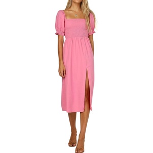image:imageRVivimos Womens Summer Cotton OffShoulder Midi DressPink