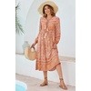 image:imageRVivimos Womens Long Sleeve Casual Boho Floral Midi DressesApricot