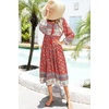 image:imageRVivimos Womens Long Sleeve Casual Boho Floral Midi DressesAurorared