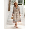 image:imageRVivimos Womens Long Sleeve Casual Boho Floral Midi DressesBeige
