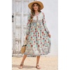 image:imageRVivimos Womens Long Sleeve Casual Boho Floral Midi DressesBeigeblue