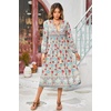 image:imageRVivimos Womens Long Sleeve Casual Boho Floral Midi DressesBeigeblue