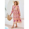 image:imageRVivimos Womens Long Sleeve Casual Boho Floral Midi DressesBlush