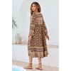 image:imageRVivimos Womens Long Sleeve Casual Boho Floral Midi DressesBrown