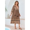 image:imageRVivimos Womens Long Sleeve Casual Boho Floral Midi DressesBrown