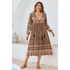 image:imageRVivimos Womens Long Sleeve Casual Boho Floral Midi DressesBrown