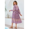 image:imageRVivimos Womens Long Sleeve Casual Boho Floral Midi DressesDark Purple
