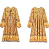 image:imageRVivimos Womens Long Sleeve Casual Boho Floral Midi DressesGoldenrod