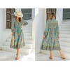 image:imageRVivimos Womens Long Sleeve Casual Boho Floral Midi DressesGreen
