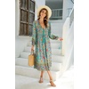 image:imageRVivimos Womens Long Sleeve Casual Boho Floral Midi DressesGreen