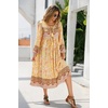 image:imageRVivimos Womens Long Sleeve Casual Boho Floral Midi DressesLemon
