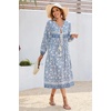 image:imageRVivimos Womens Long Sleeve Casual Boho Floral Midi DressesLight Blue