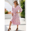 image:imageRVivimos Womens Long Sleeve Casual Boho Floral Midi DressesLight Pink