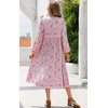 image:imageRVivimos Womens Long Sleeve Casual Boho Floral Midi DressesLight Pink