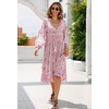 image:imageRVivimos Womens Long Sleeve Casual Boho Floral Midi DressesLight Pink
