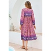 image:imageRVivimos Womens Long Sleeve Casual Boho Floral Midi DressesPink