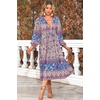 image:imageRVivimos Womens Long Sleeve Casual Boho Floral Midi DressesPurple