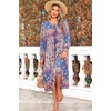 image:imageRVivimos Womens Long Sleeve Casual Boho Floral Midi DressesPurple