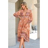 image:imageRVivimos Womens Long Sleeve Casual Boho Floral Midi DressesTangerine