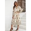 image:imageRVivimos Womens Long Sleeve Casual Boho Floral Midi DressesWhite