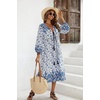 image:imageRVivimos Womens Long Sleeve Casual Boho Floral Midi DressesWhiteblue