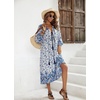 image:imageRVivimos Womens Long Sleeve Casual Boho Floral Midi DressesWhiteblue