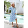 image:imageRVivimos Womens Long Sleeve Floral V Neck Bohemian Midi DressAzureblue