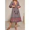 image:imageRVivimos Womens Long Sleeve Floral V Neck Bohemian Midi DressBlack3