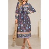 image:imageRVivimos Womens Long Sleeve Floral V Neck Bohemian Midi DressNavyblue