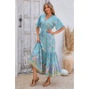 image:imageRVivimos Womens Summer V Neck Floral Print Boho Midi DressAqua Blue
