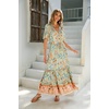image:imageRVivimos Womens Summer V Neck Floral Print Boho Midi DressAquafloral