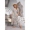 image:imageRVivimos Womens Summer V Neck Floral Print Boho Midi DressBeigeblue