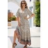 image:imageRVivimos Womens Summer V Neck Floral Print Boho Midi DressBeigefloral
