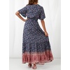 image:imageRVivimos Womens Summer V Neck Floral Print Boho Midi DressDarkblue