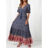 image:imageRVivimos Womens Summer V Neck Floral Print Boho Midi DressDarkblue