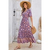 image:imageRVivimos Womens Summer V Neck Floral Print Boho Midi DressDarkpurple